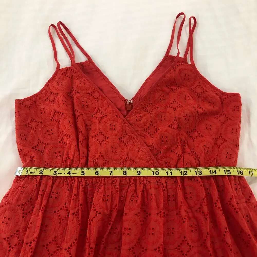 J.Crew Double Strap Orange Coral Eyelet Dress